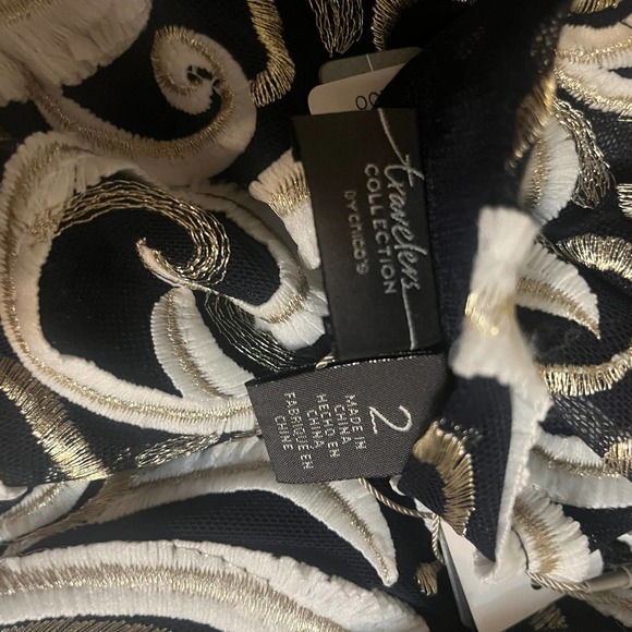 NWT Chico's Travelers Collection Scrolled Bomber Jacket Size 2 Large Navy Gold - Picture 11 of 11